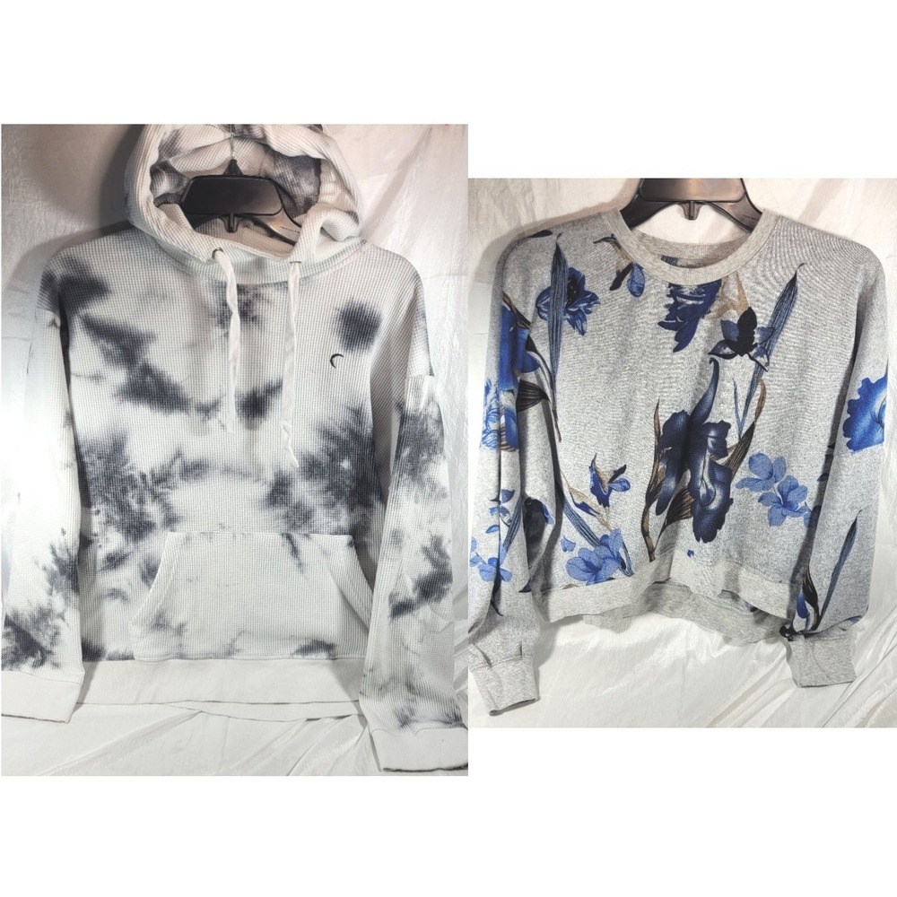 Zyia Active Women's Floral Cropped Sweatshirt & Tie Dye Hoodie - Size Medium
